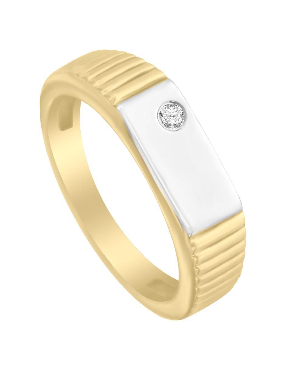 Anillo redondo Jesus 14 k de oro amarillo diamante brillante 2