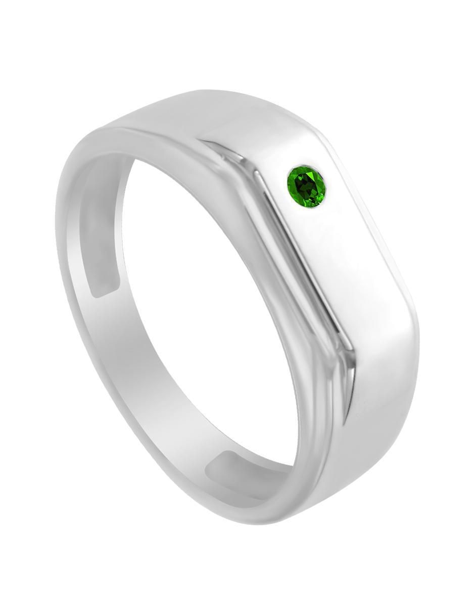 Anillo redondo Joaquin 14 k de oro blanco esmeralda brillante 2