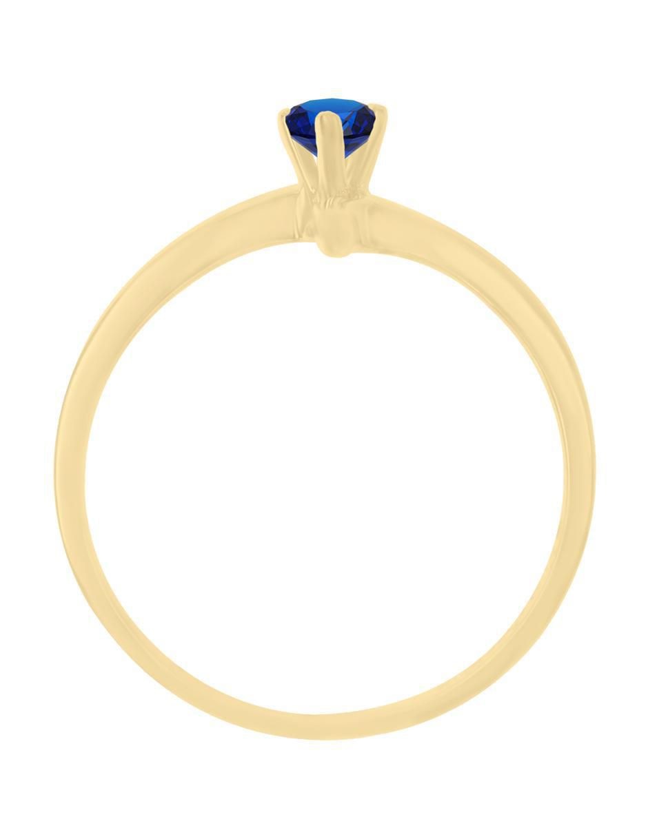 Anillo redondo Kaia 14 k de oro zafiro brillante 3