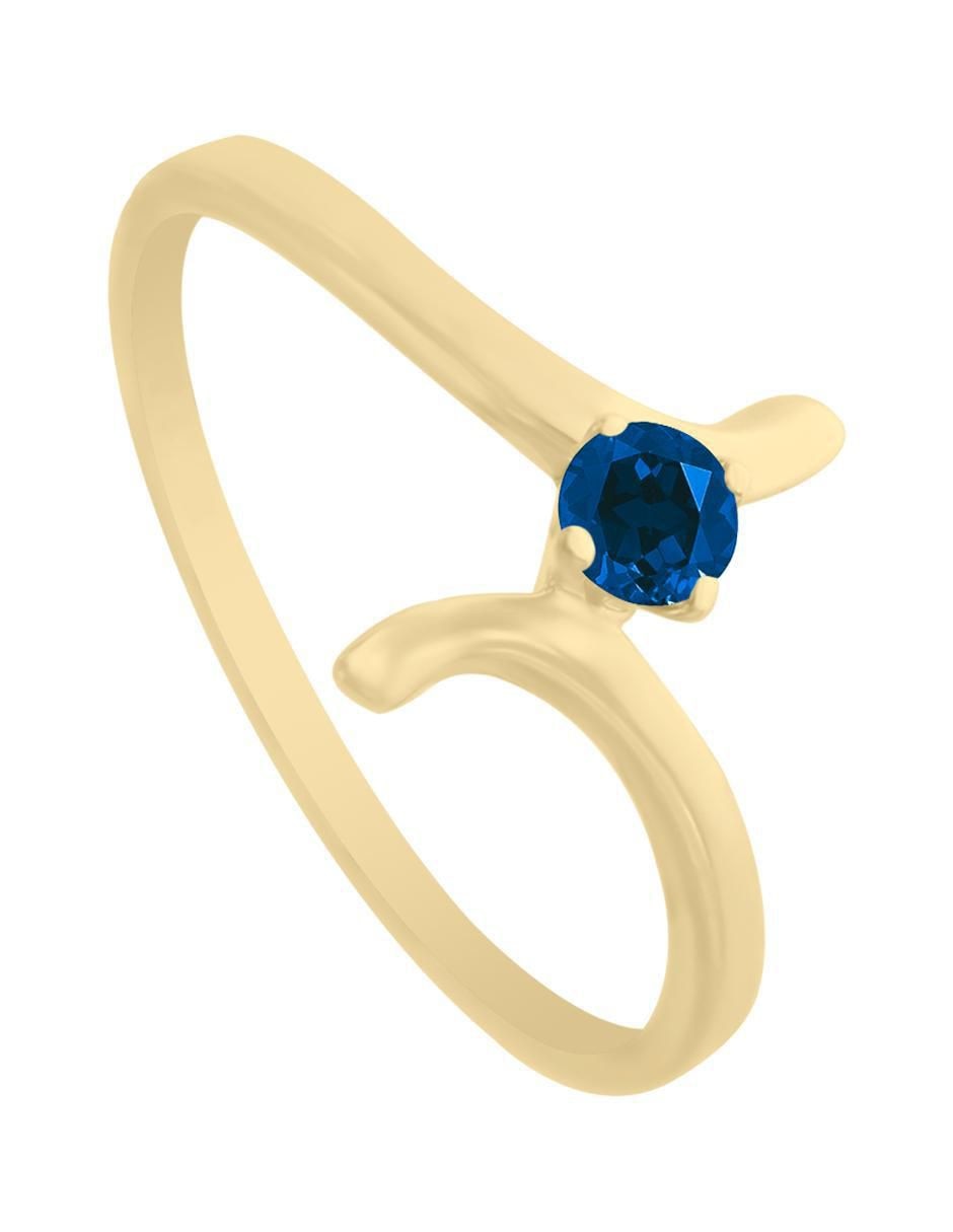 Anillo redondo Kaia 14 k de oro zafiro brillante 2
