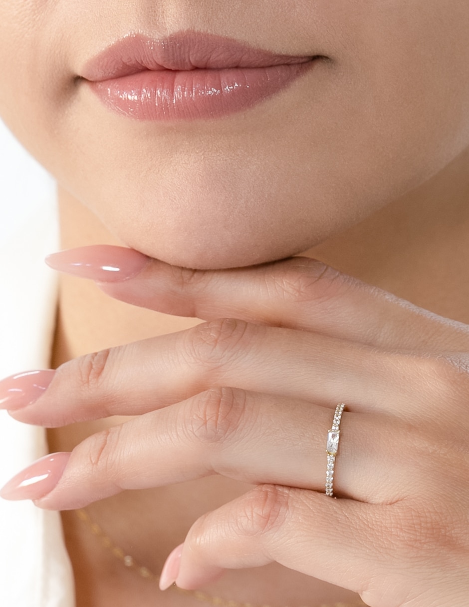 Anillo de compromiso de oro 14 k abba joyas zirconia
