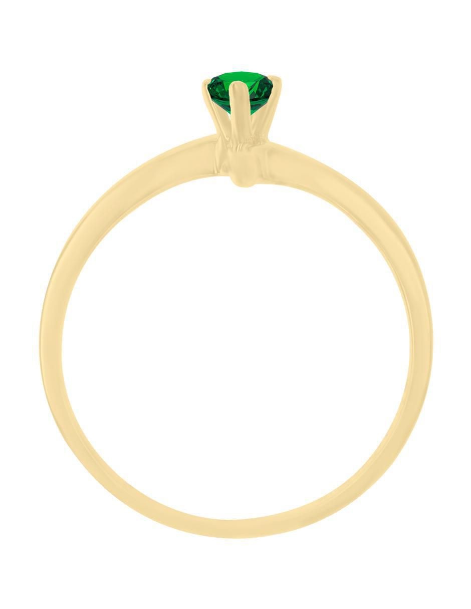 Anillo redondo Kaia 14 k de oro esmeralda brillante 2
