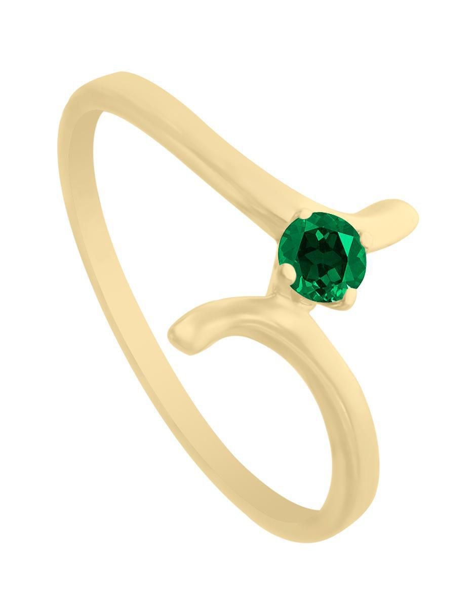 Anillo redondo Kaia 14 k de oro esmeralda brillante 3