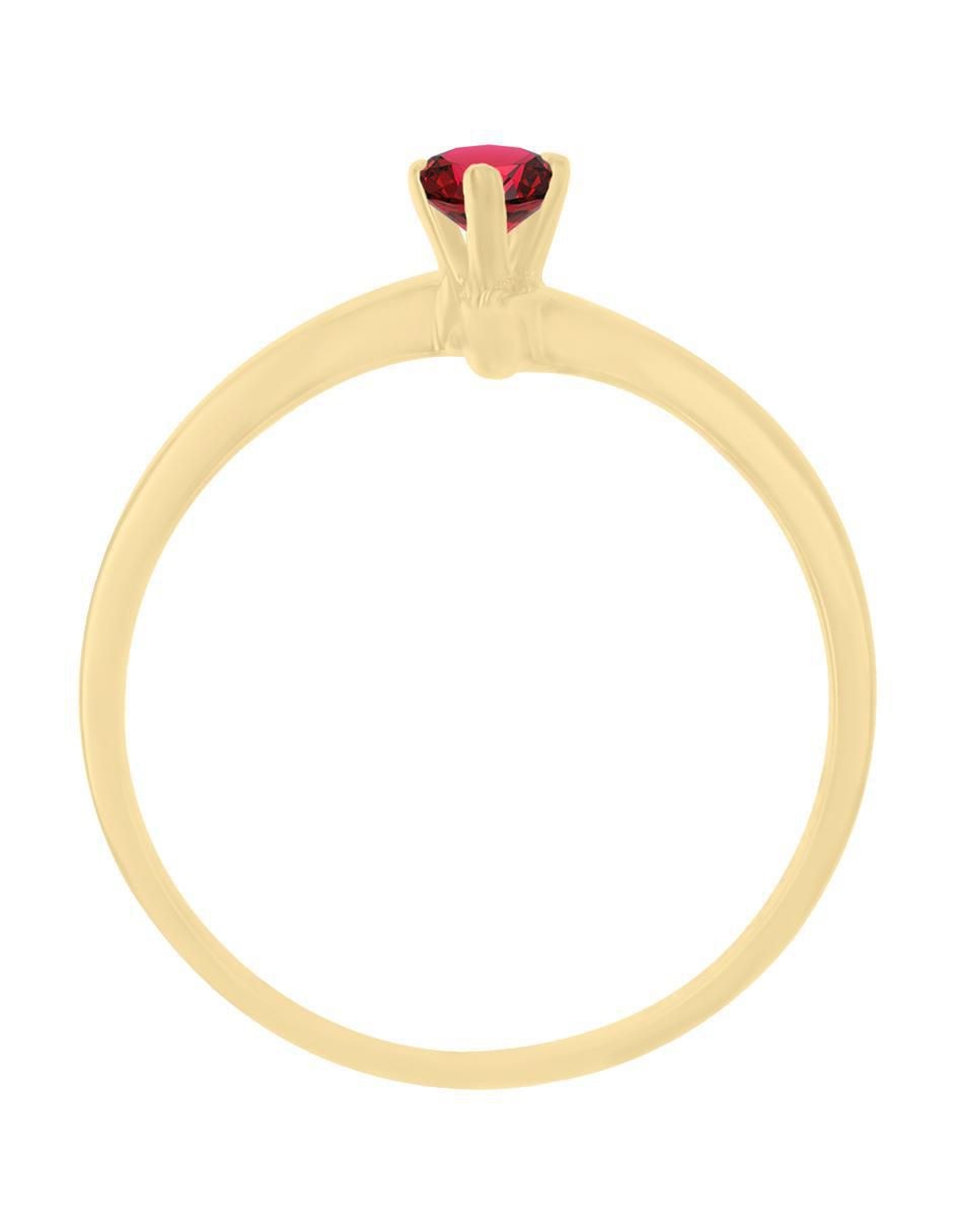 Anillo redondo Kaia 14 k de oro rubí brillante 2