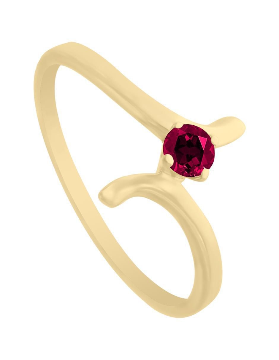 Anillo redondo Kaia 14 k de oro rubí brillante 3