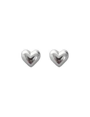Broqueles de corazón de oro blanco con acabado brillante