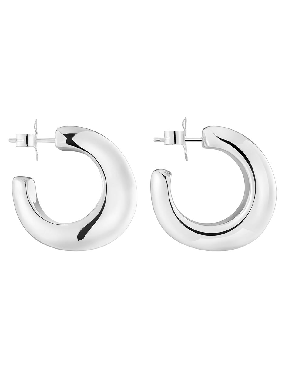 Aretes de aro de plata P 925 con acabado brillante 5