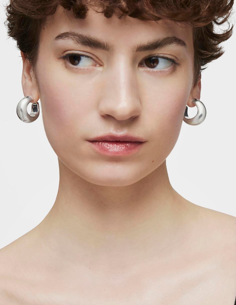 Aretes de aro de plata P 925 con acabado brillante 3