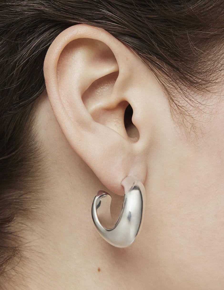 Aretes de aro de plata P 925 con acabado brillante 6