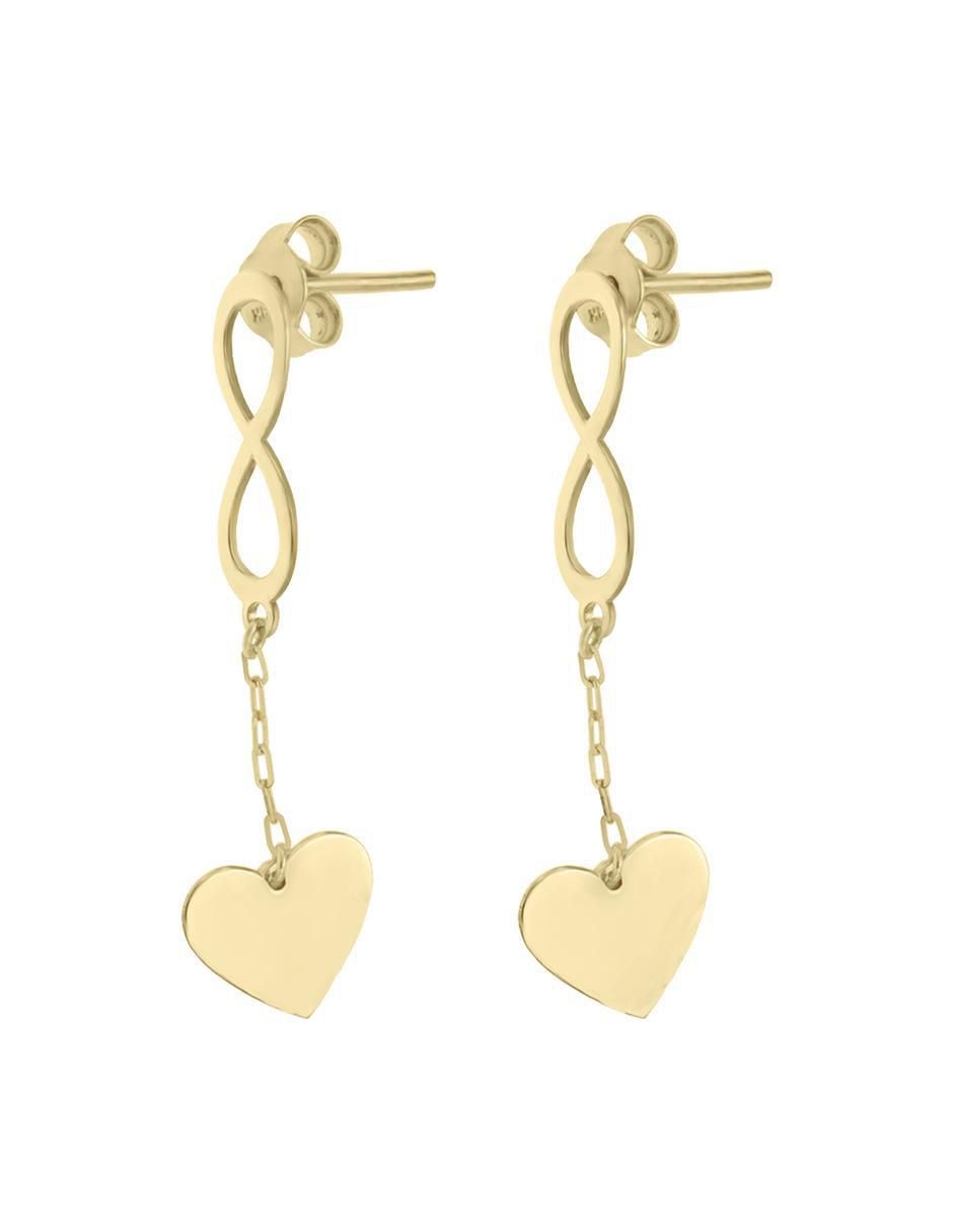 Aretes de corazón de oro amarillo con acabado brillante 2