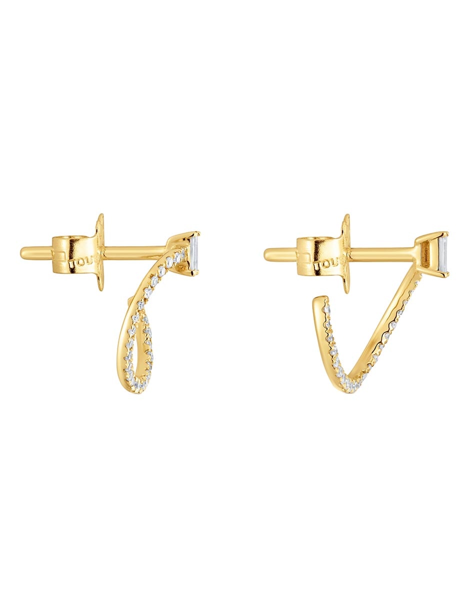 Aretes de aro de oro amarillo con acabado pavé diamante 5