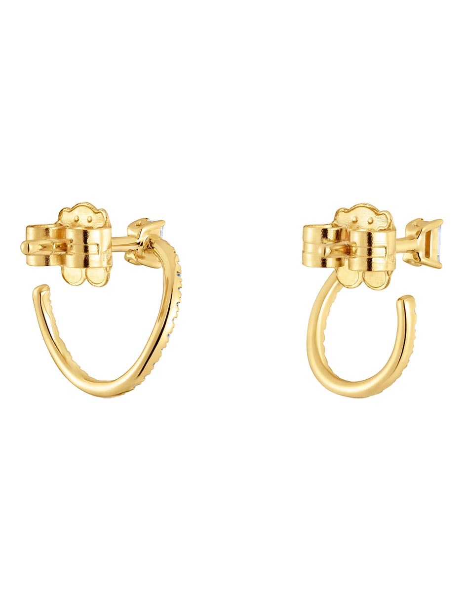 Aretes de aro de oro amarillo con acabado pavé diamante 4