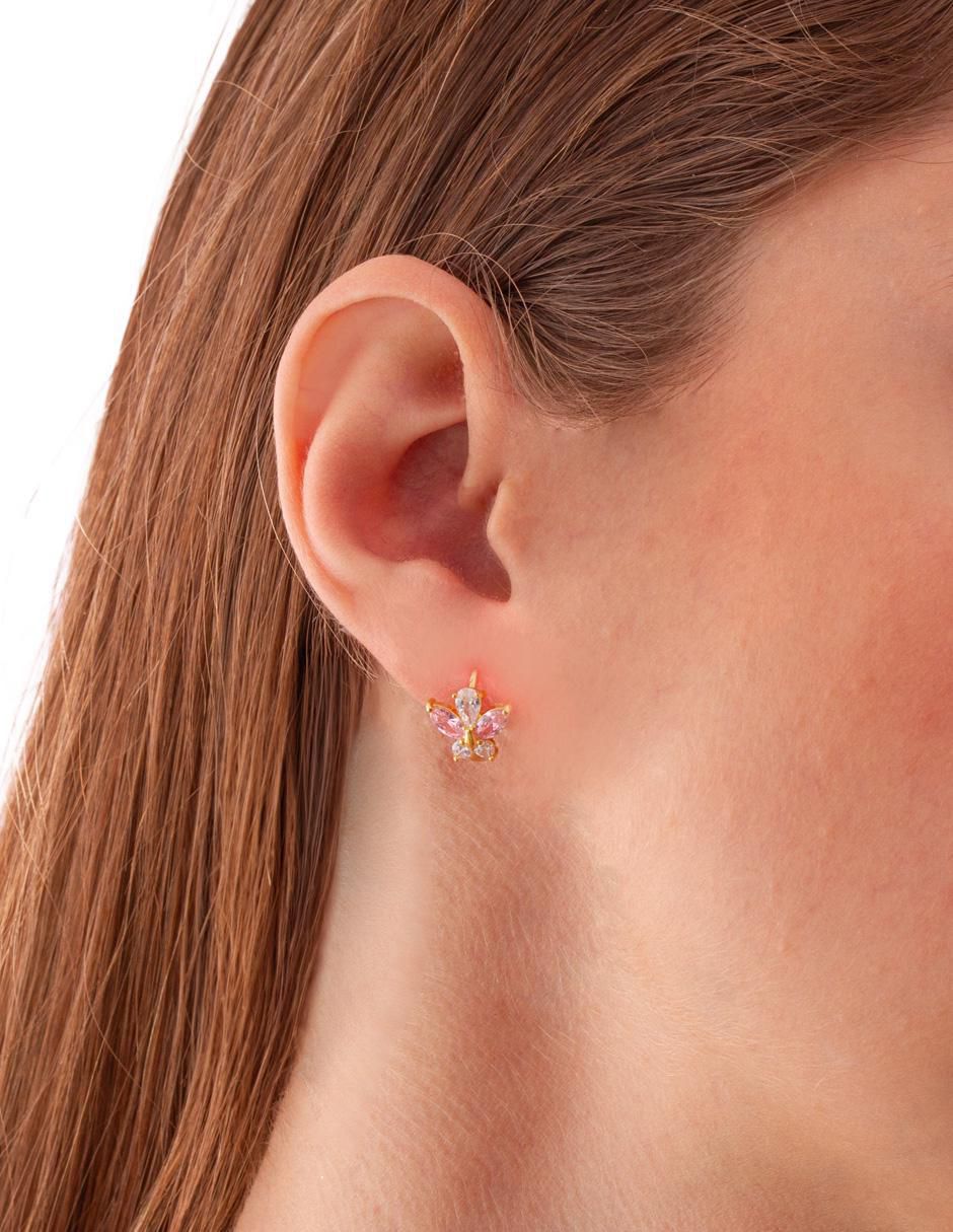 Aretes de mariposa con acabado chapa de oro 4