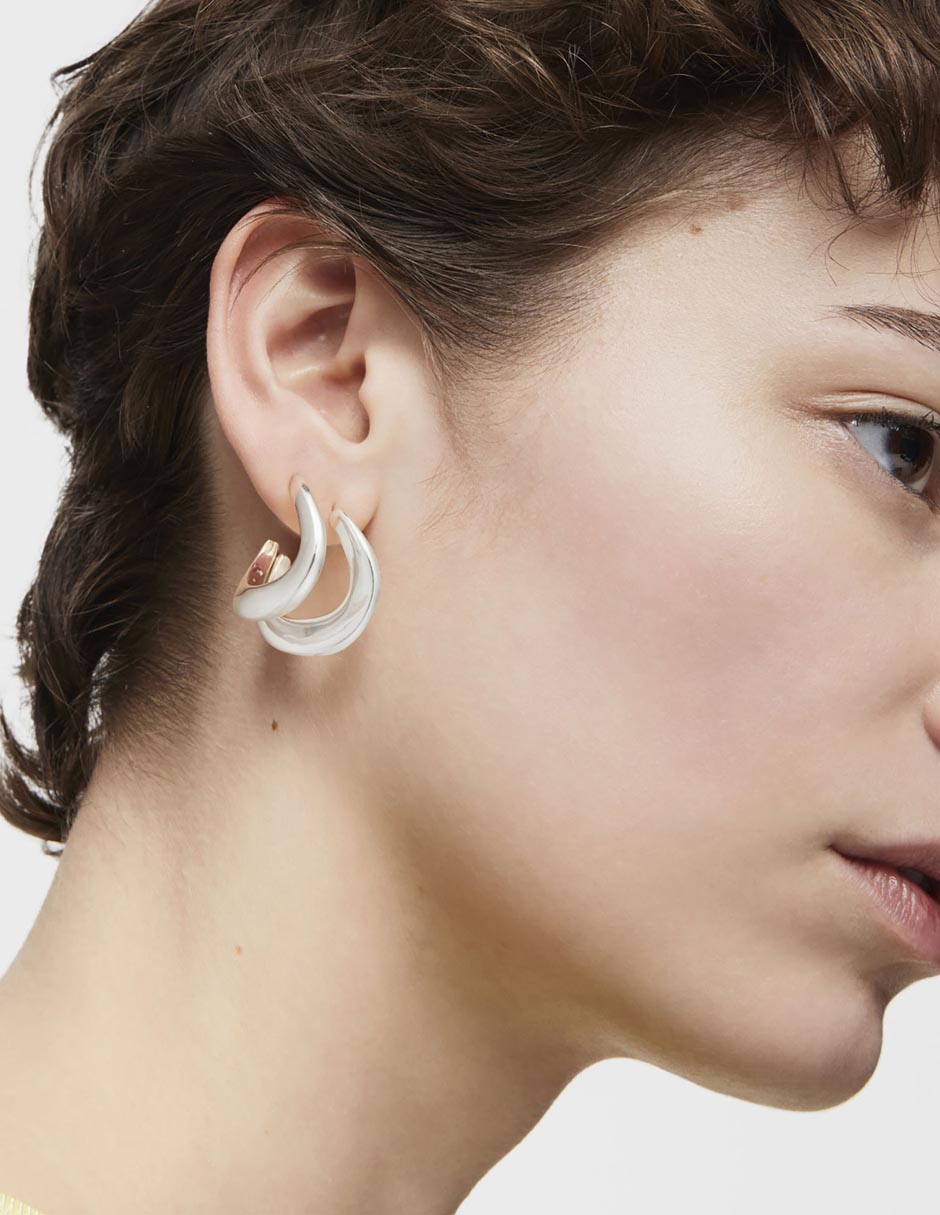 Aretes de aro de plata P 925 con acabado brillante 3