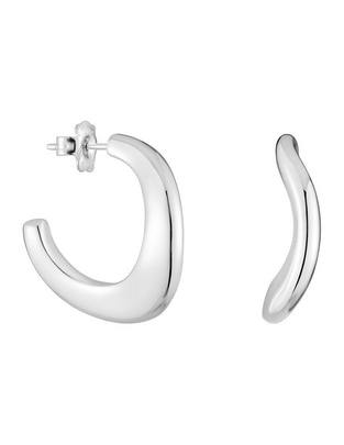 Aretes de aro de plata P 925 con acabado brillante 1