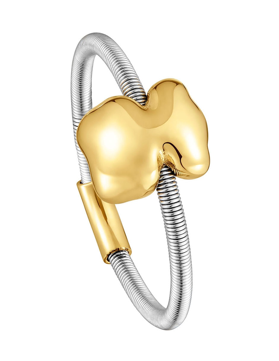 Anillo de oso Mesh Tube de oro brillante 2