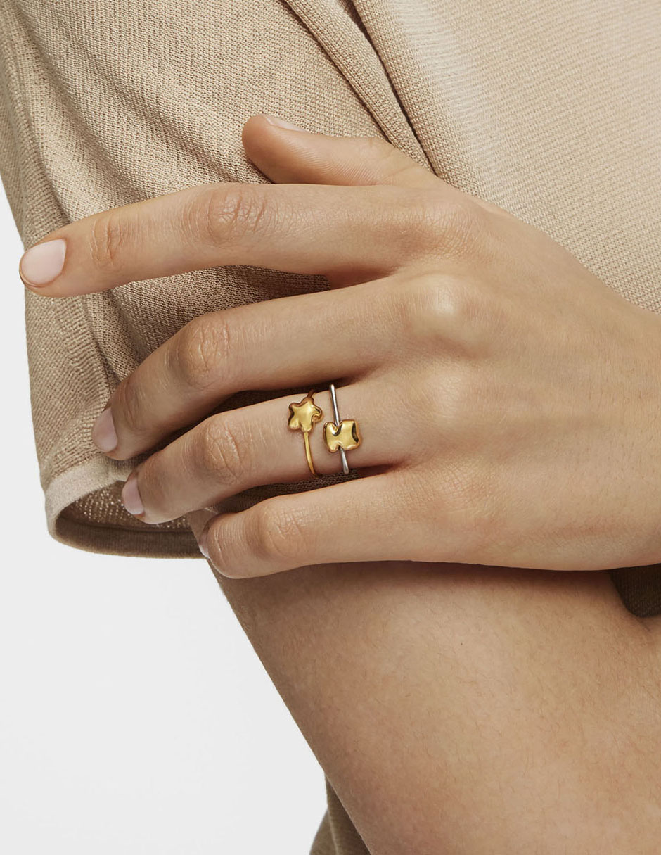 Anillo de oso Mesh Tube de oro brillante 5