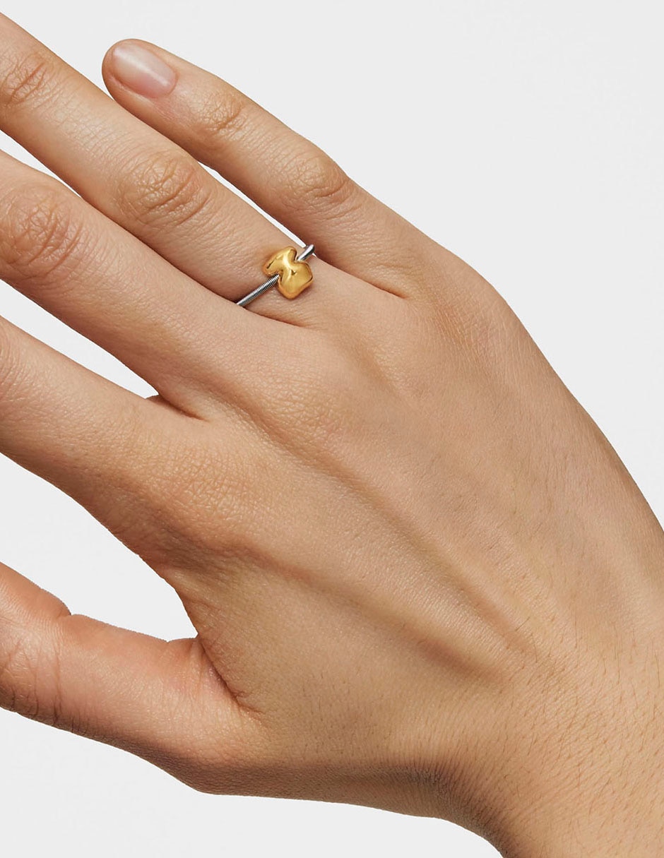 Anillo de oso Mesh Tube de oro brillante 6