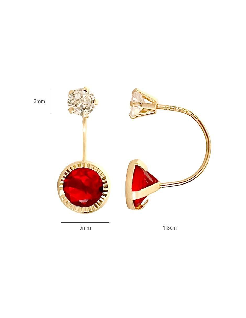 Aretes redondos de oro 10 K con acabado diamantado 5