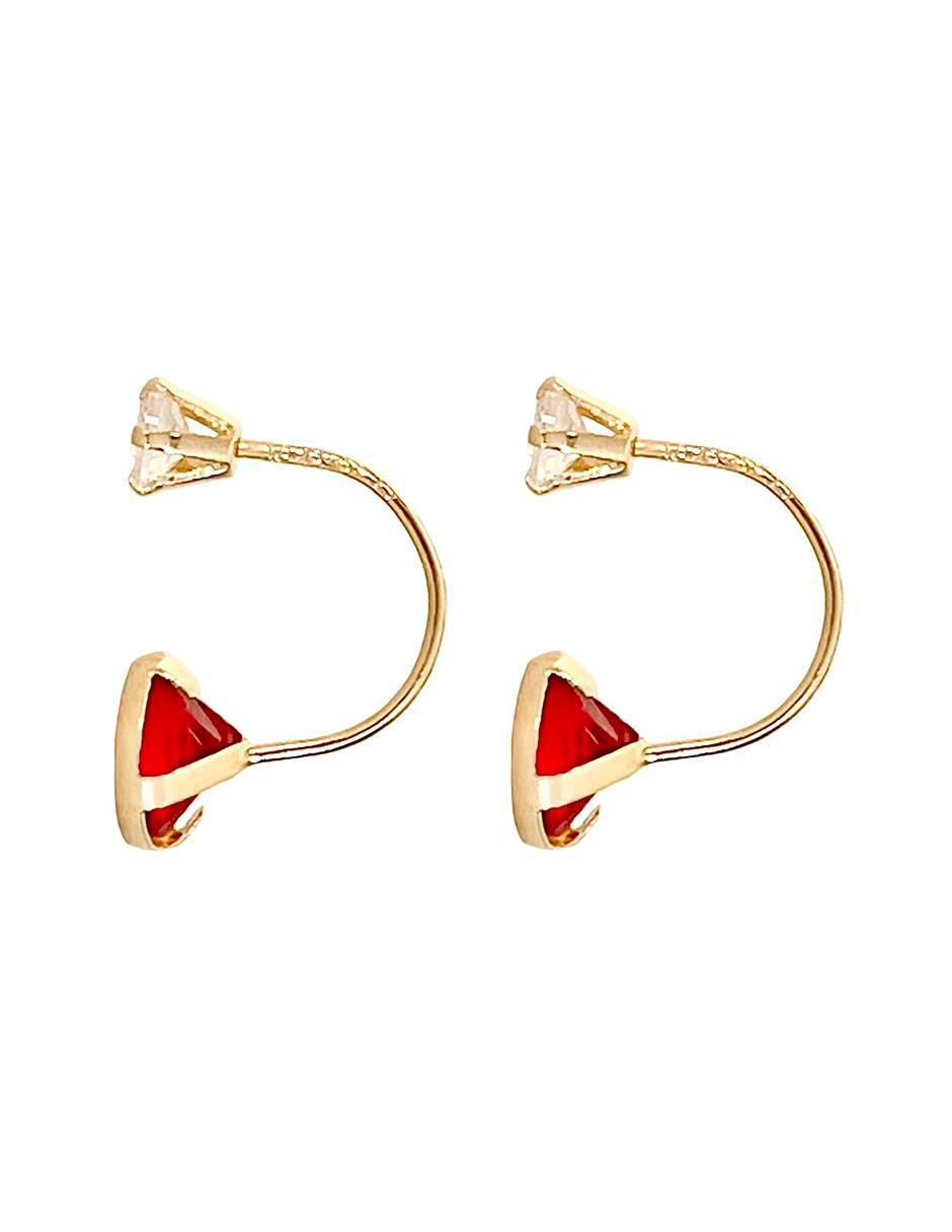 Aretes redondos de oro 10 K con acabado diamantado 2