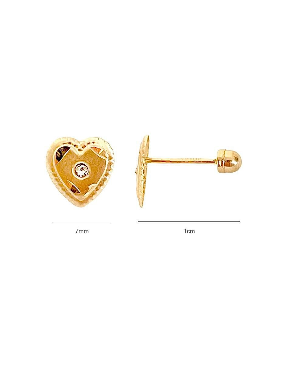 Broqueles de corazón de oro con acabado pavé 5