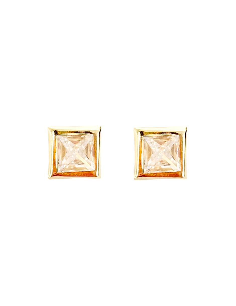 Broqueles cuadrados de oro con acabado brillante