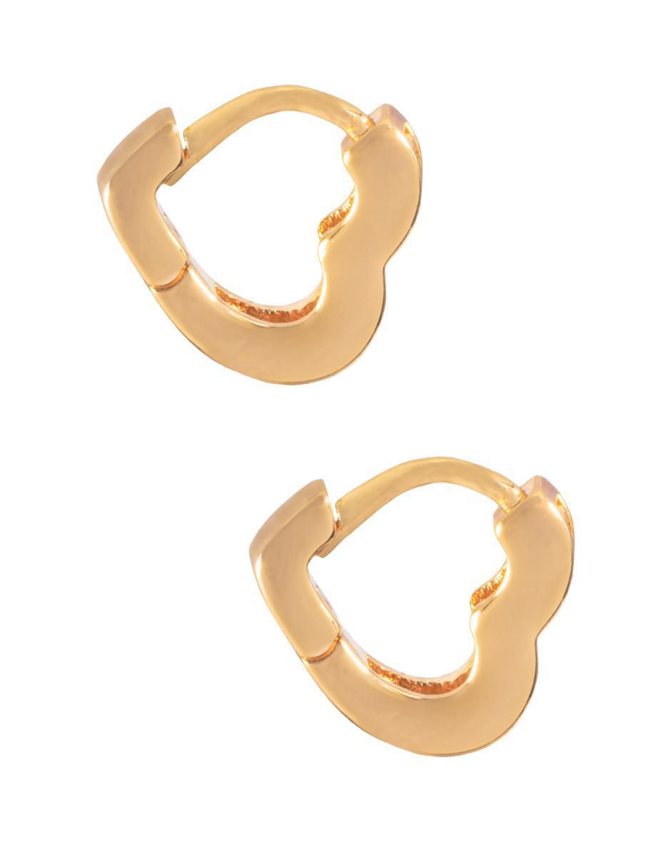 Aretes de corazón con acabado chapa de oro 3