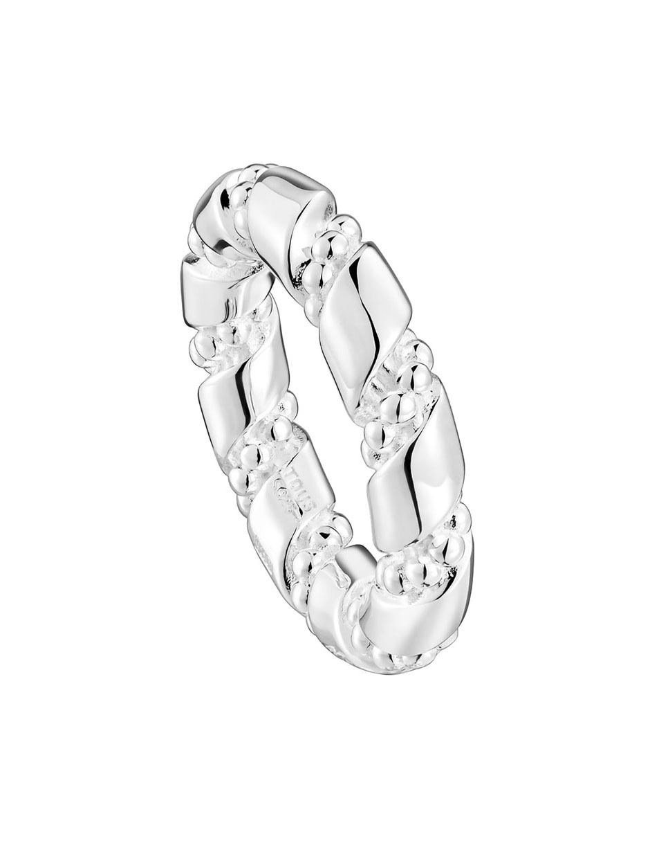 Anillo redondo Twisted de plata brillante 2