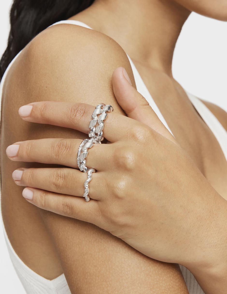 Anillo Twisted de plata brillante 4