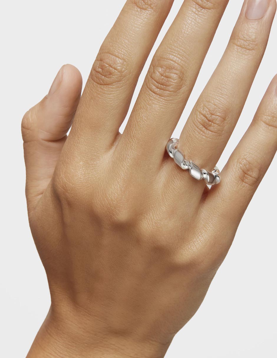 Anillo Twisted de plata brillante 5