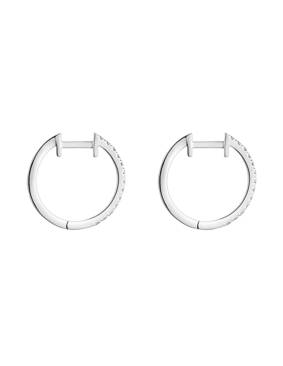 Aretes de aro de oro blanco con acabado pavé diamante 5