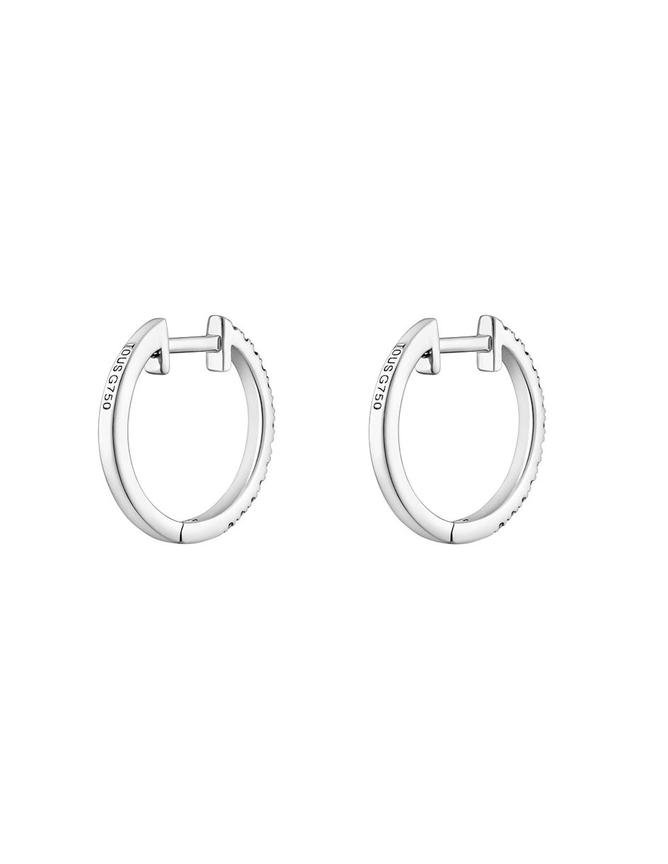 Aretes de aro de oro blanco con acabado pavé diamante 4