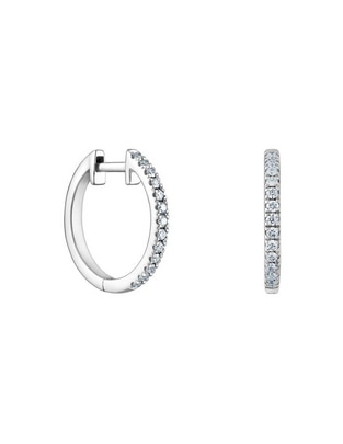 Aretes de aro de oro blanco con acabado pavé diamante 1