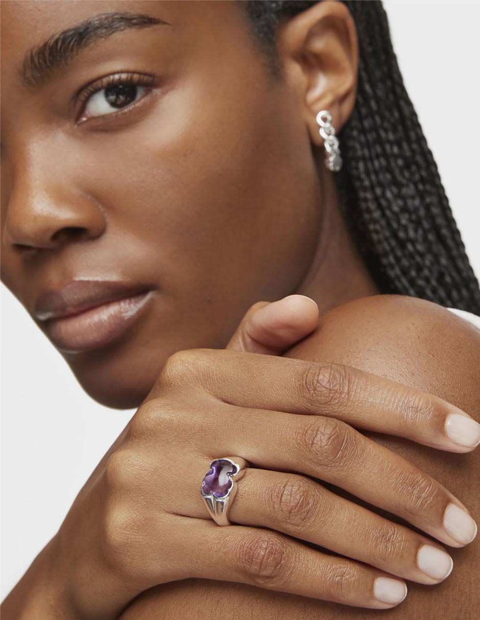 Anillo de oso Tous Bold Motif de plata amatista brillante