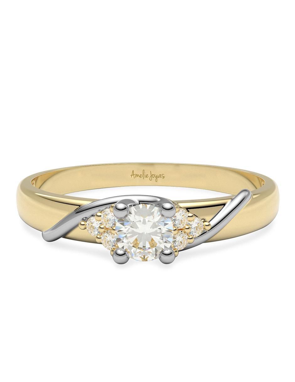 Anillo de compromiso 14 k diamante Anillo de compromiso 14 k diamante