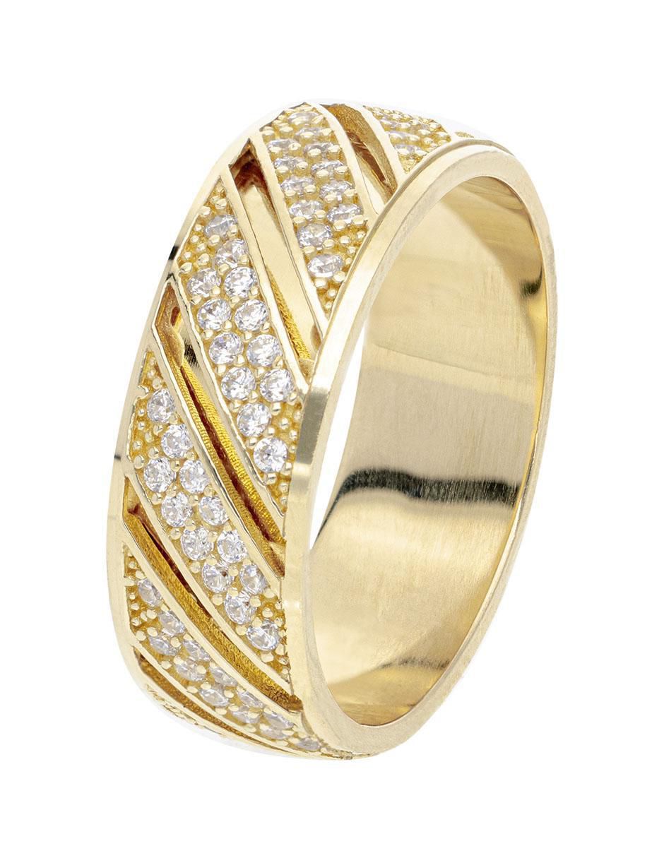 Anillo redondo 14 k de oro zirconia brillante 3