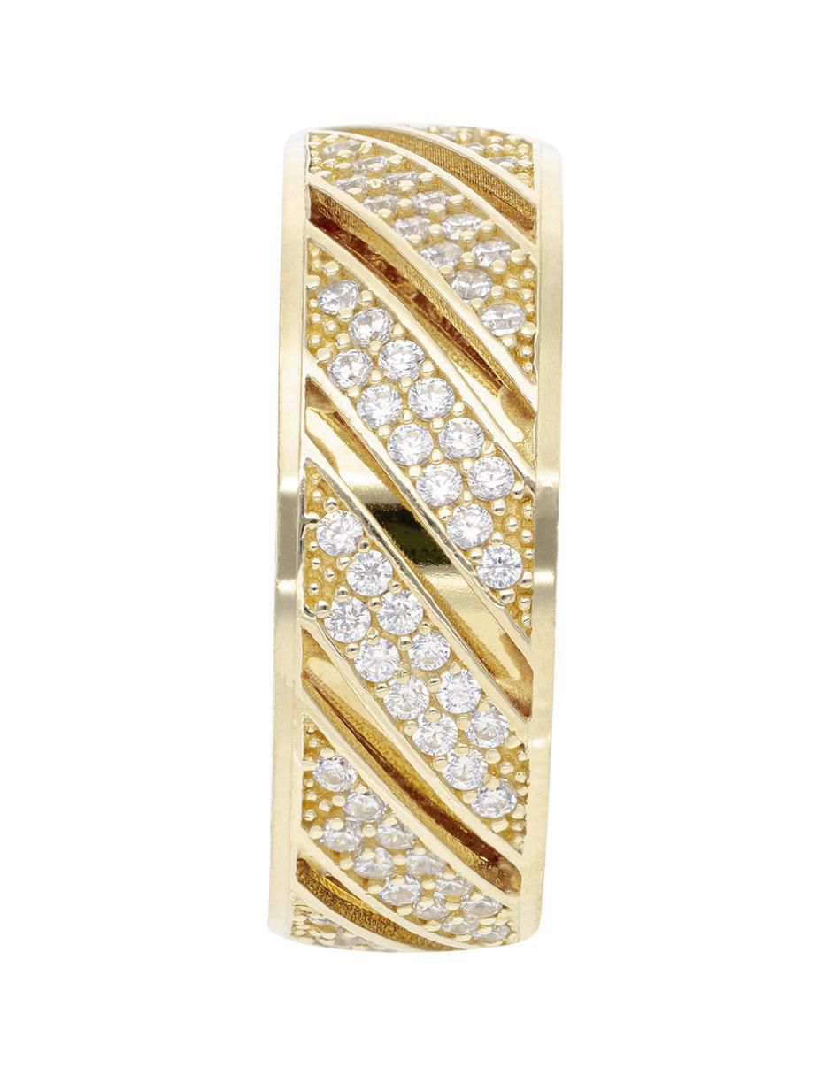 Anillo redondo 14 k de oro zirconia brillante 4
