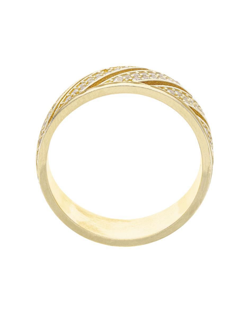 Anillo redondo 14 k de oro zirconia brillante 2