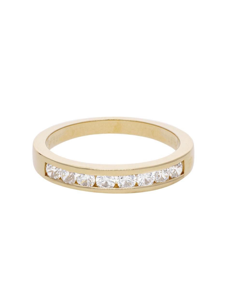 Anillo redondo 14 k de oro amarillo zirconia brillante Anillo redondo 14 k de oro amarillo zirconia brillante