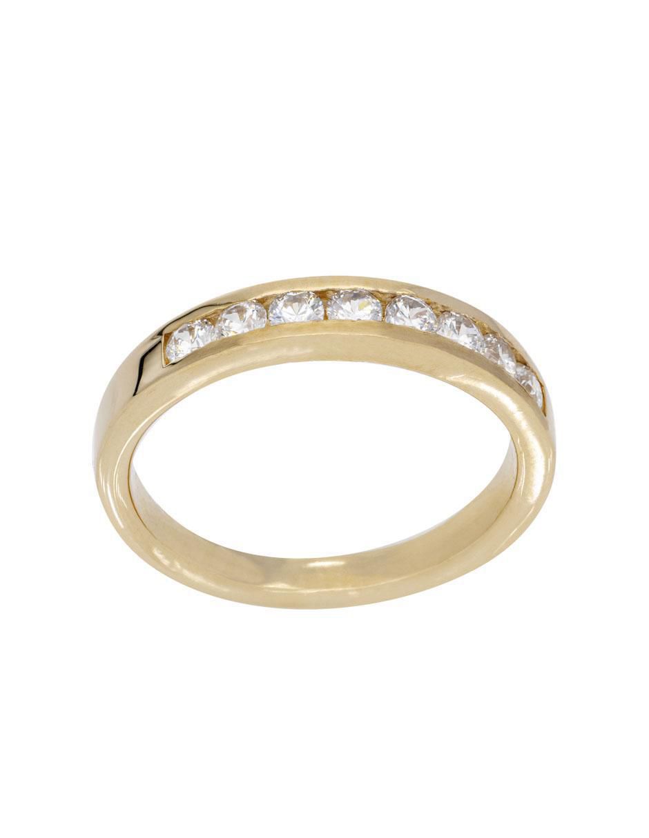 Anillo redondo 14 k de oro amarillo zirconia brillante 2