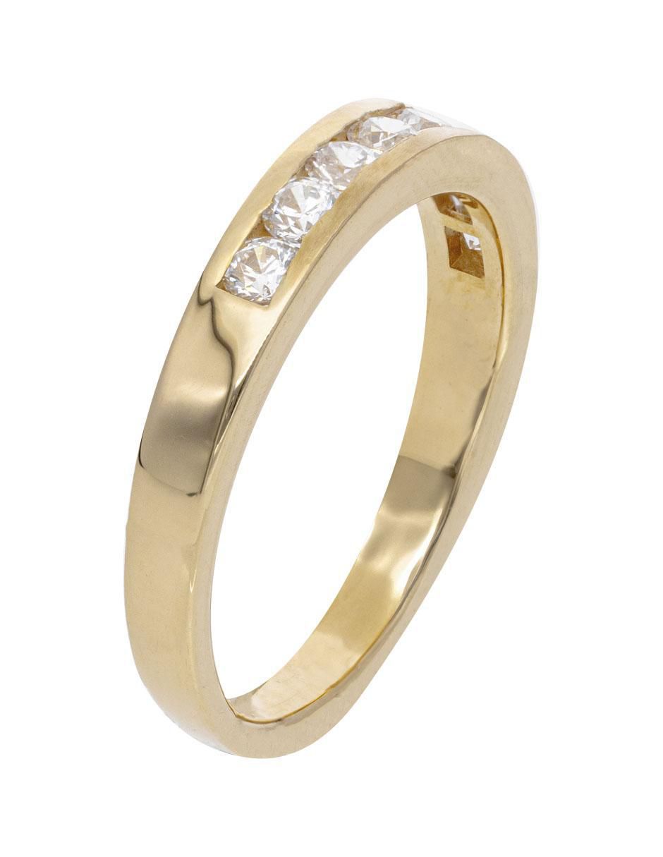 Anillo redondo 14 k de oro amarillo zirconia brillante 3