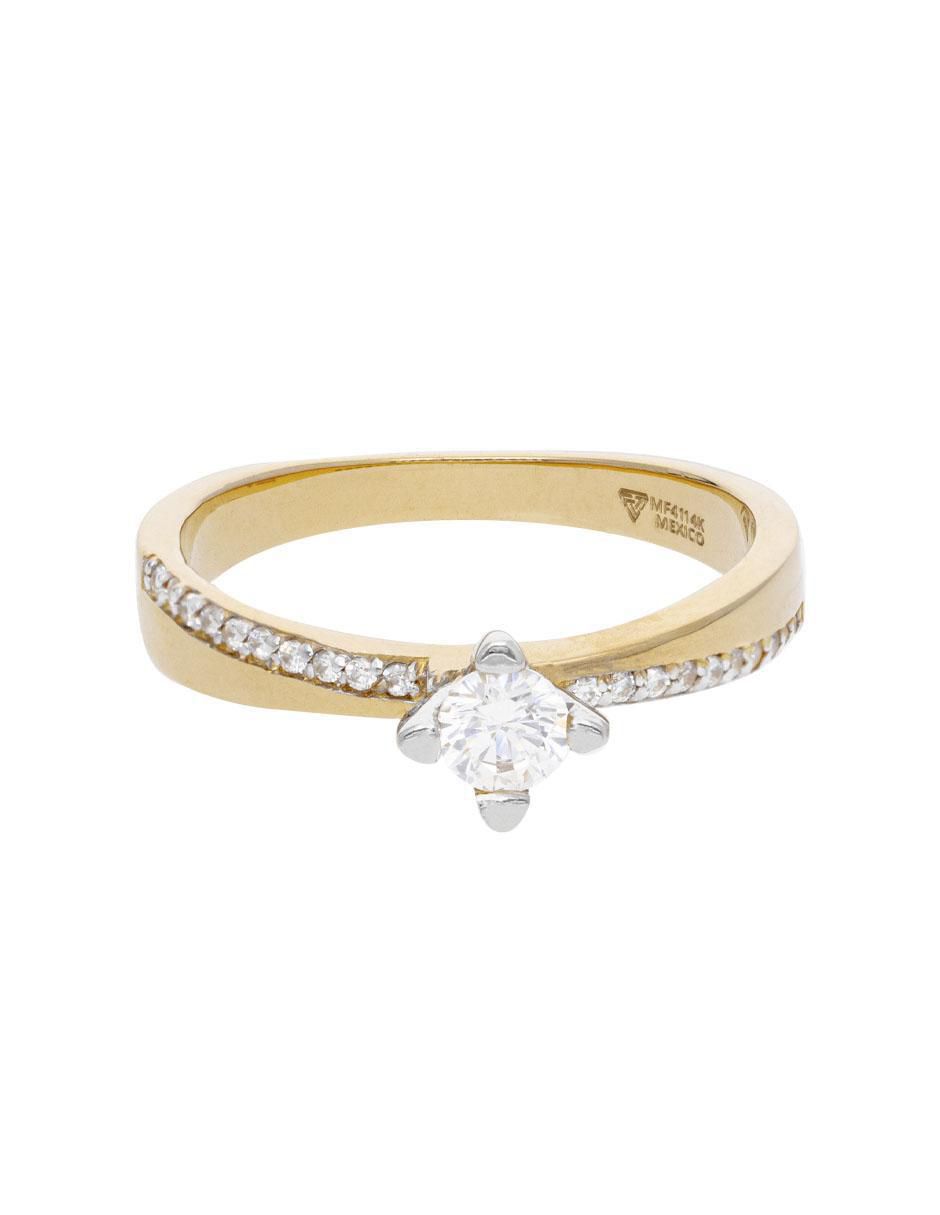 Anillo redondo 14 k de oro blanco zirconia brillante Anillo redondo 14 k de oro blanco zirconia brillante