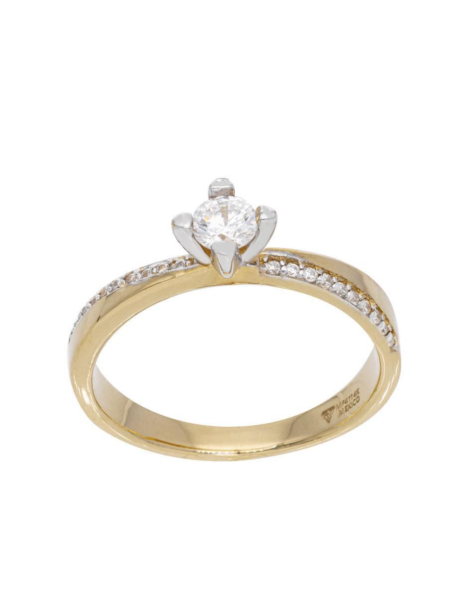 Anillo redondo 14 k de oro blanco zirconia brillante 2