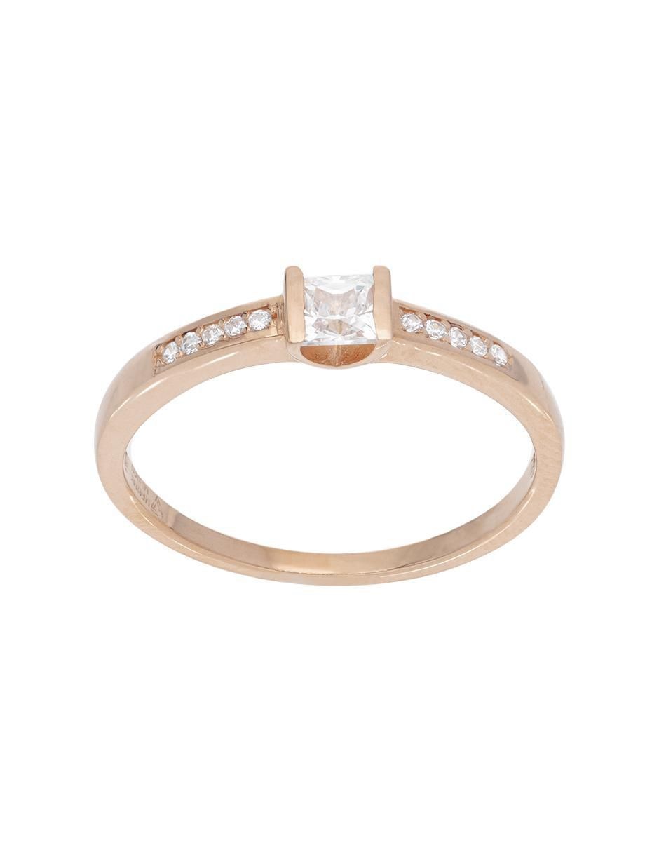 Anillo 14 k de oro zirconia brillante 2
