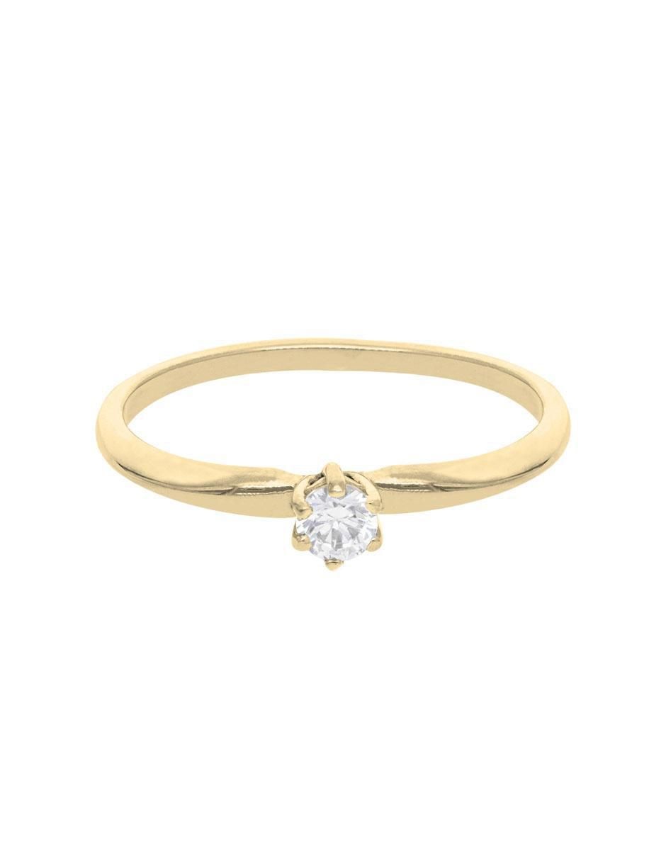 Anillo redondo 14 k de oro rosa zirconia brillante Anillo redondo 14 k de oro rosa zirconia brillante