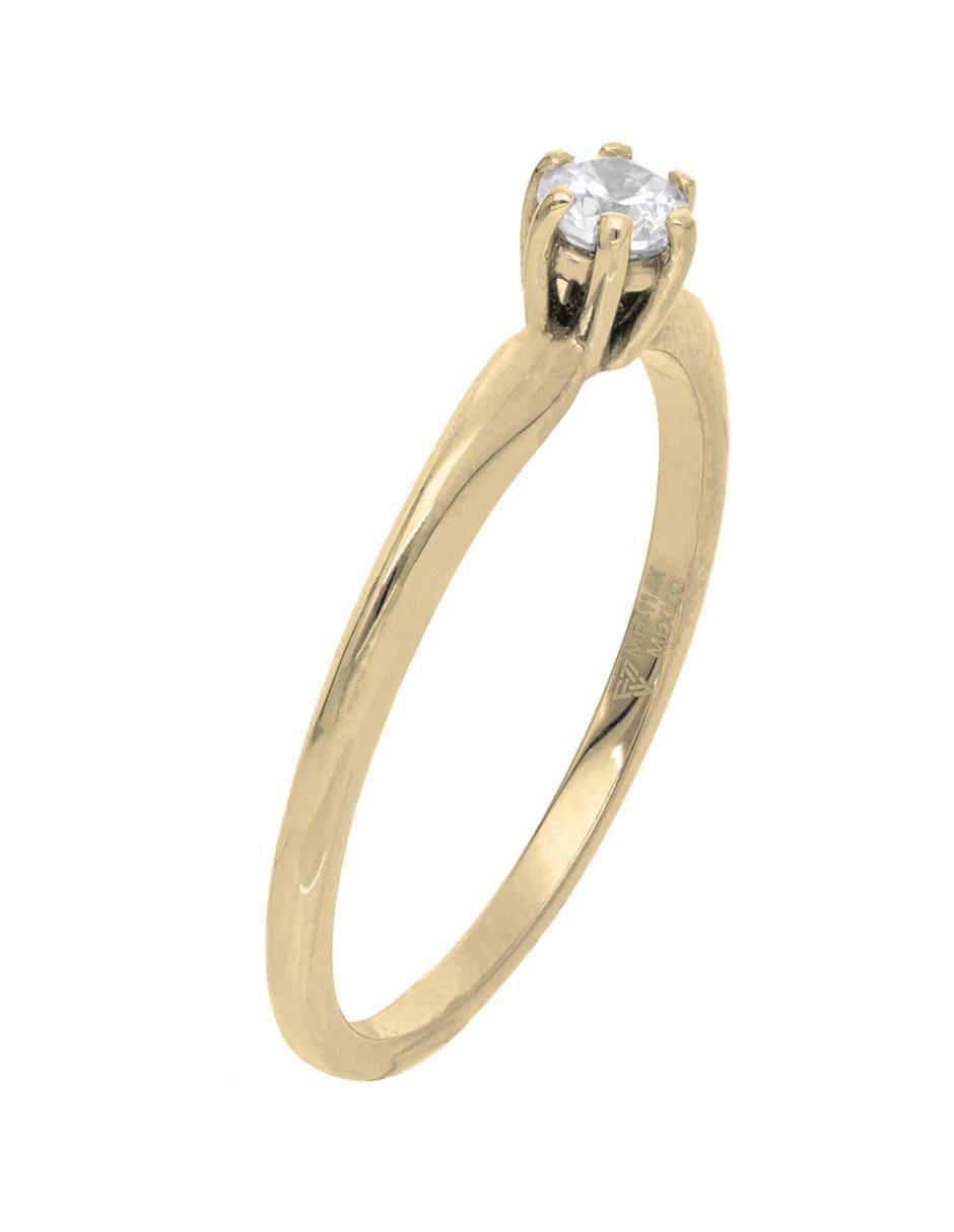 Anillo redondo 14 k de oro rosa zirconia brillante 2