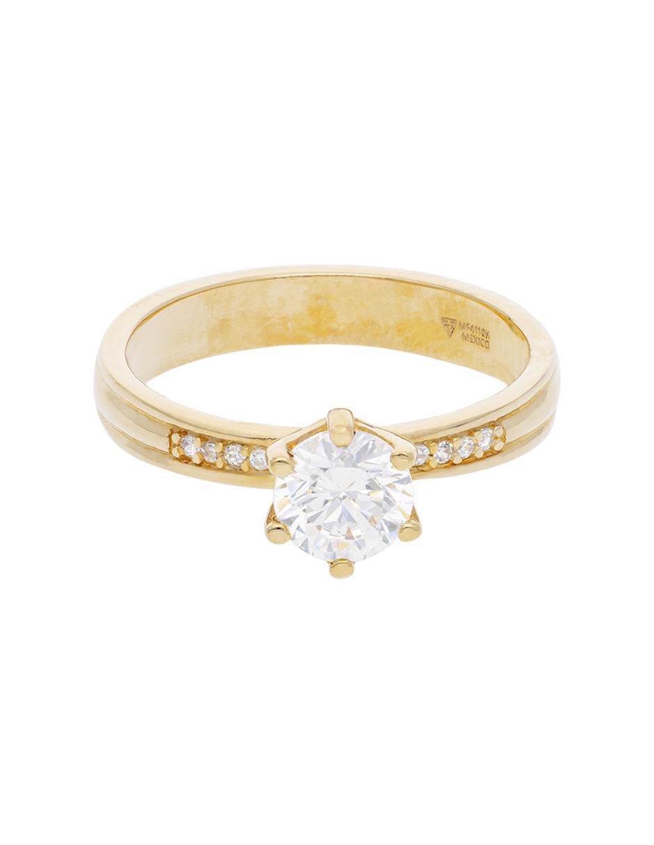Anillo redondo 14 k de oro rosa zirconia brillante Anillo redondo 14 k de oro rosa zirconia brillante