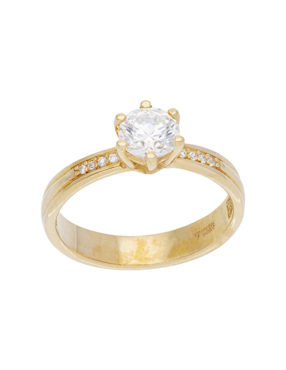 Anillo redondo 14 k de oro rosa zirconia brillante 3