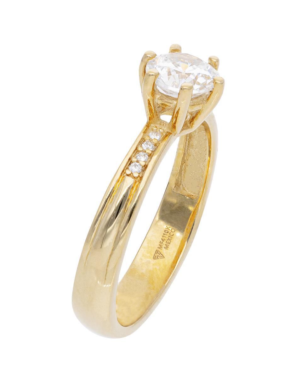 Anillo redondo 14 k de oro rosa zirconia brillante 2