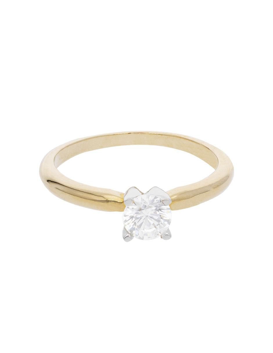 Anillo redondo 14 k de oro blanco zirconia brillante Anillo redondo 14 k de oro blanco zirconia brillante